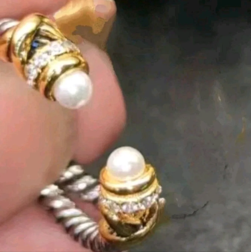 DY elegant simplicity ring pearls silver pave.8.